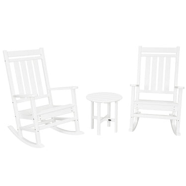 POLYWOOD Estate 3-Piece Rocking Chair Set - White